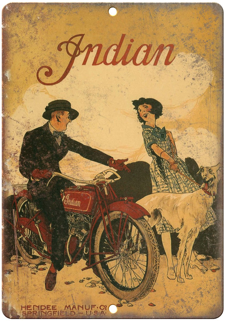 Indian Motorcycle Vintage Poster Art Metal Sign