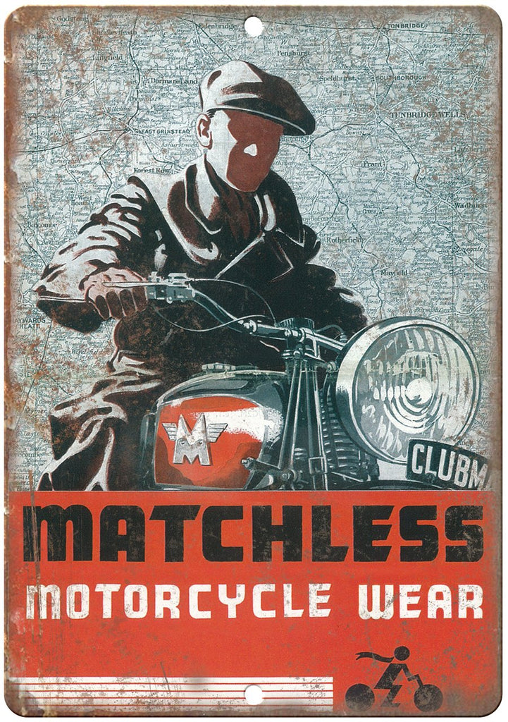 Matchless Motorcycle Wear Vintage Ad Metal Sign