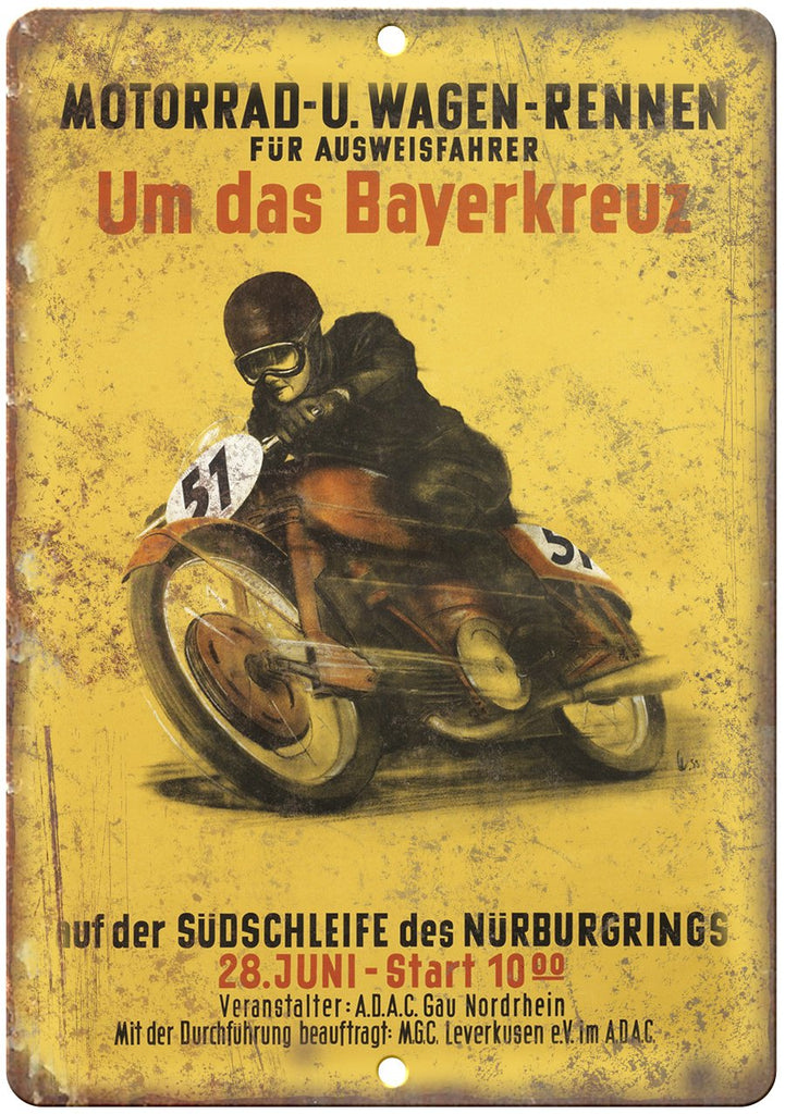 Motorrad U. Wagen Motorcycle Ad Metal Sign