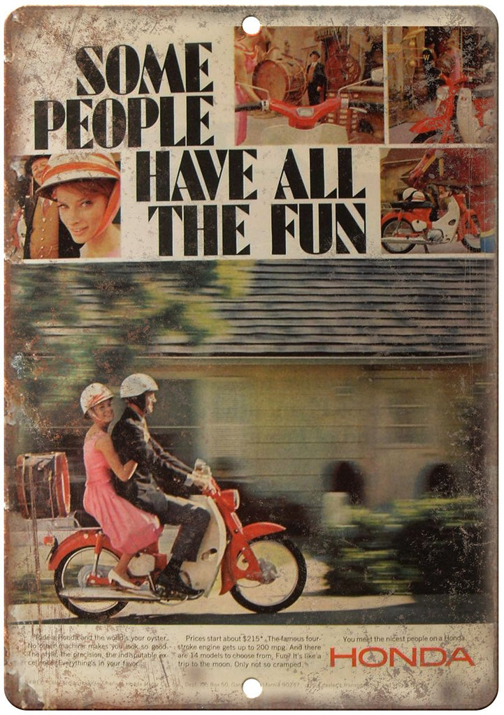 Honda Scooter Motorcycle Vintage Print Ad Metal Sign