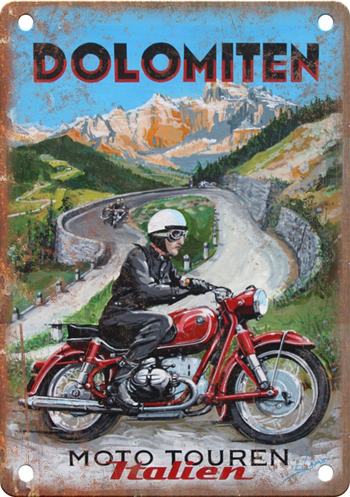 Vintage Dolomiten Motorcycle Ad Reproduction Metal Sign