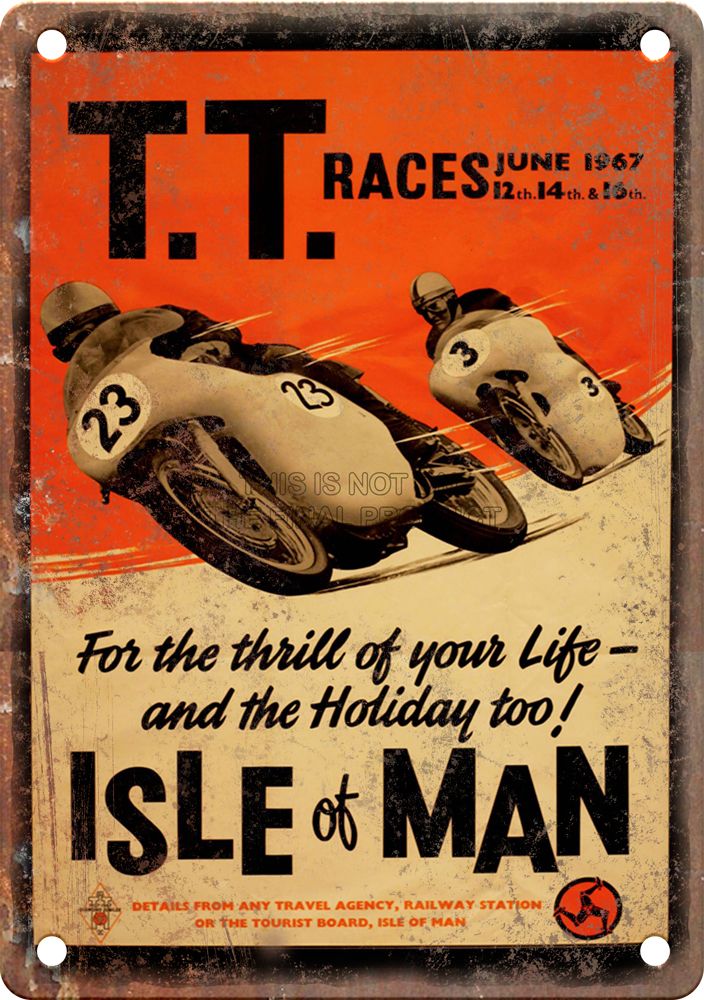 Vintage Motorcycle Racing Poster Reproduction Metal Sign