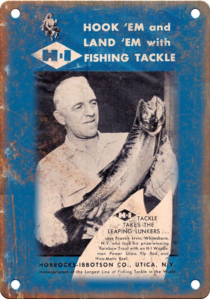 Vintage HI Tackle Fishing Advertisment Reproduction Metal Sign