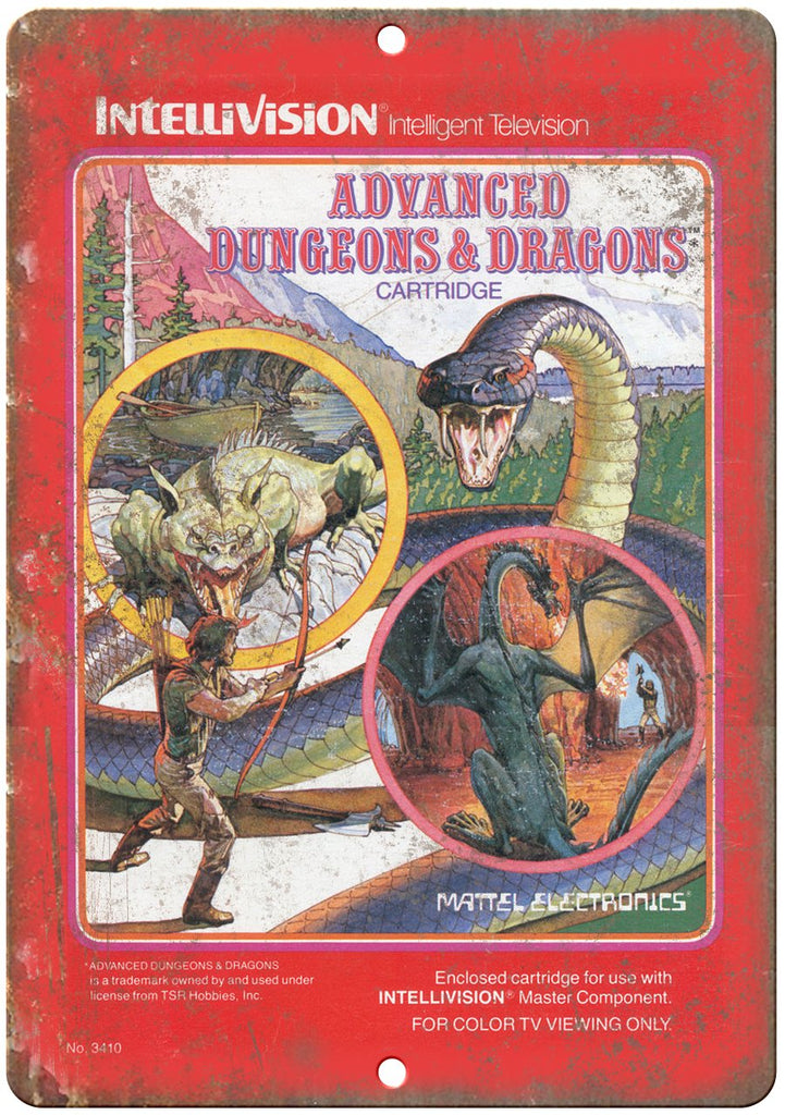 Advanced Dungeons & Dragons Mattel Video Game Metal Sign
