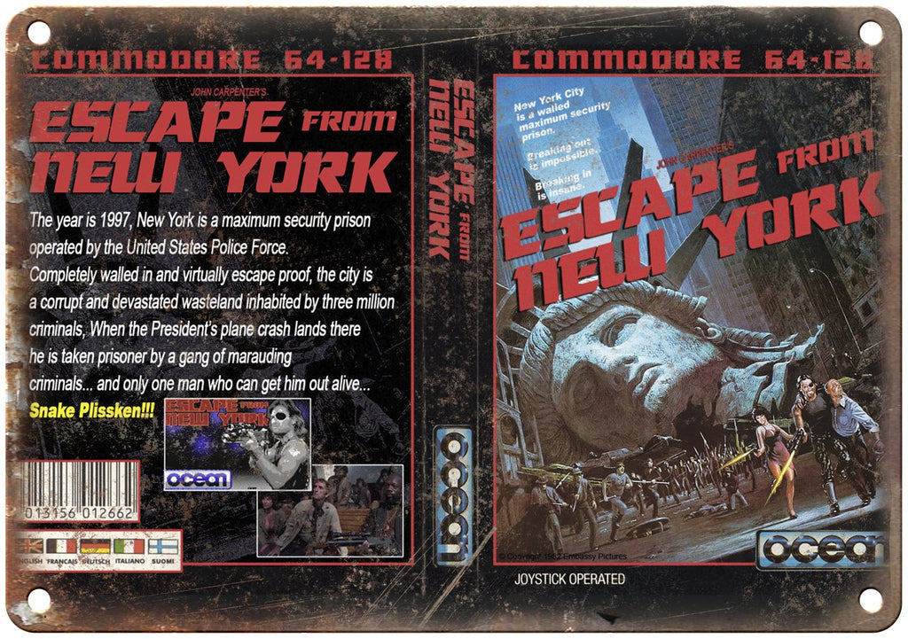 Commodore 64 Escape From New York Metal Sign