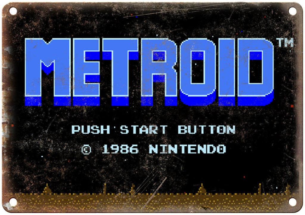 Nintendo Metroid Start Screen Gaming Metal Sign