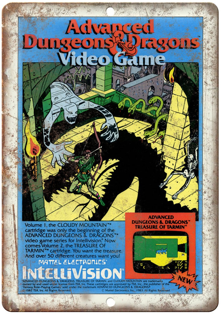 Advanced Dungeons & Dragons Video Game Ad Metal Sign