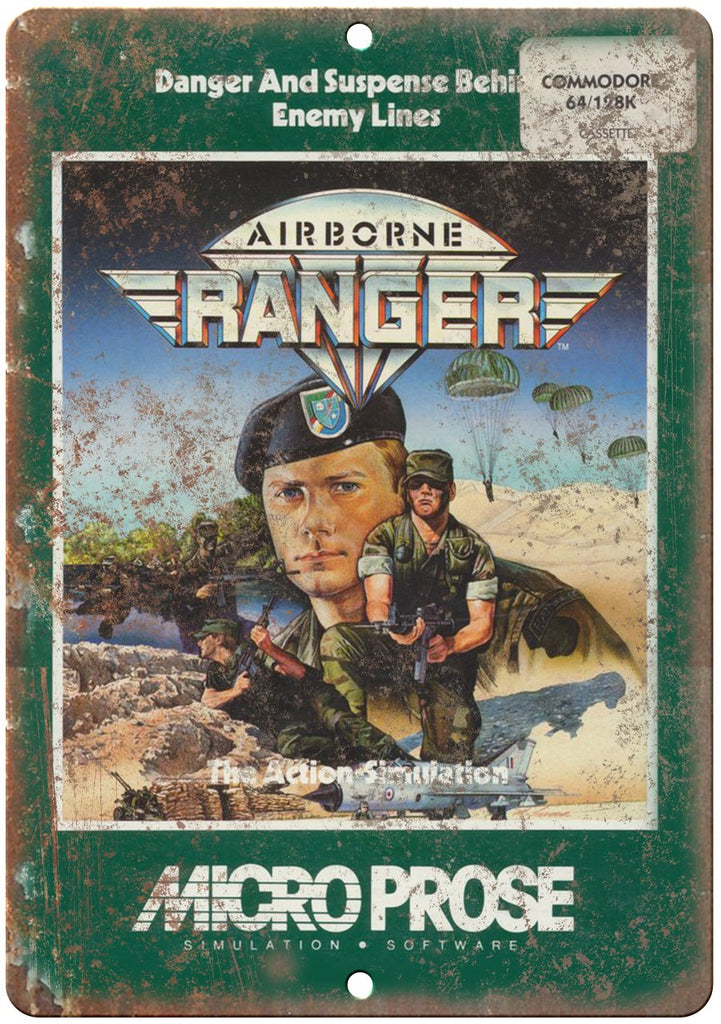 Airborne Ranger Micro Prose Commodore 64 Art Metal Sign