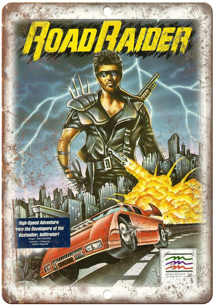 Road Raider Mindscape Video Game Ad Vintage Metal Sign