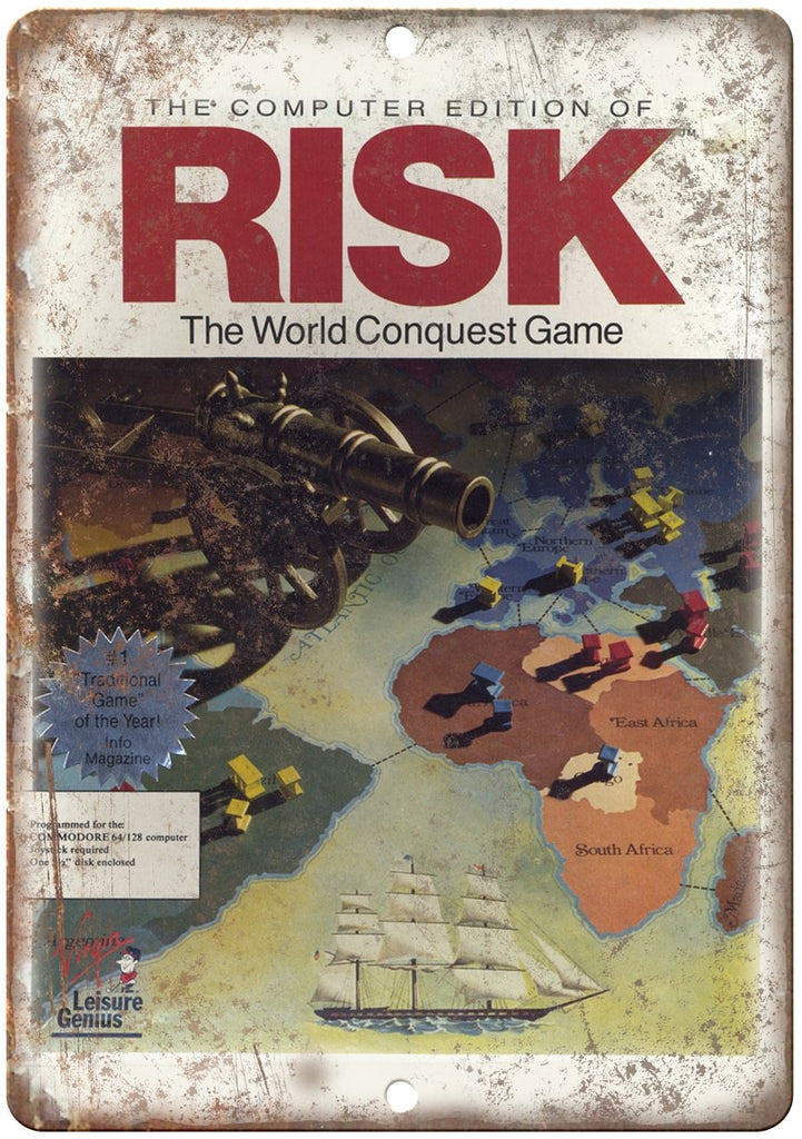 Risk World Conquest Computer Commodore 64 Metal Sign