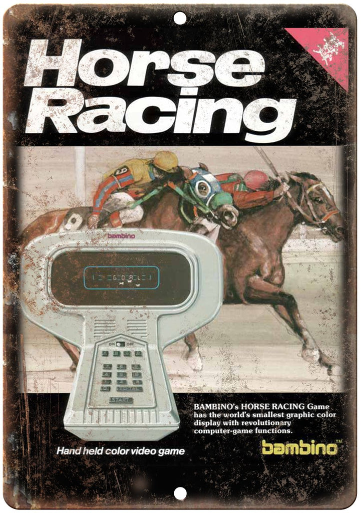 Bambino Horse Racing Hand Held Video GameMetal Sign