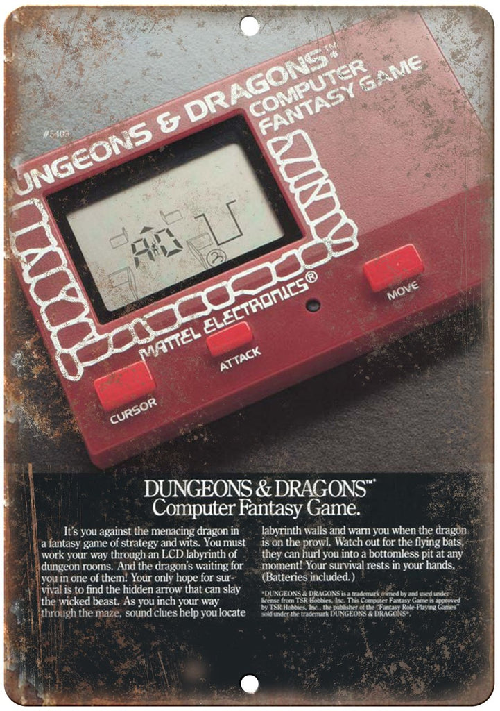 Dungeons & Dragons Mattel Electronics Game Ad Metal Sign