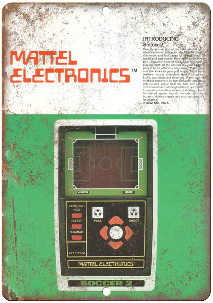 Mattel Electronics Soccer Hand Held Video Game Ad Metal Sign