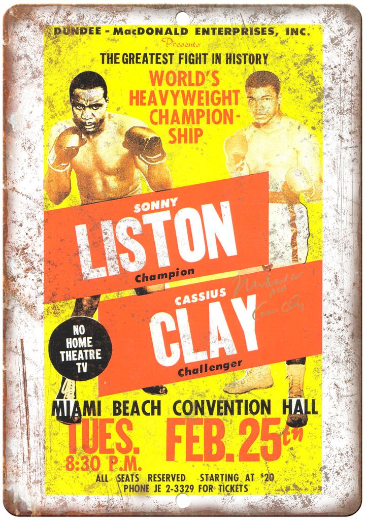 Sonny Liston Cassius Clay Movie Ad Metal Sign