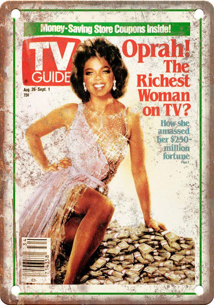 Oprah Winfrey TV Guide TV Show Ad Reproduction Metal Sign