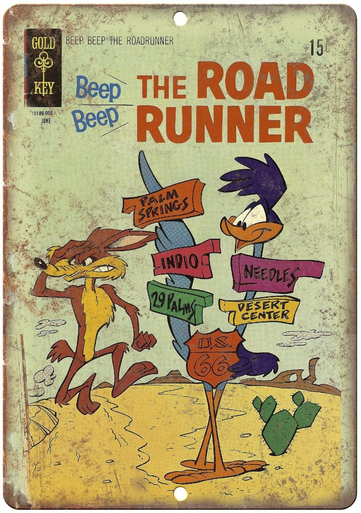 Gold Key Comics Road Runner Wile E Coyote Metal Sign