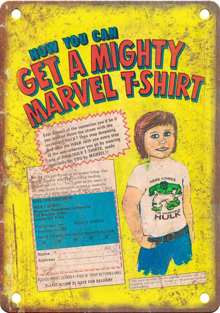 Retro Comic Book Tshirt Ad Metal Sign