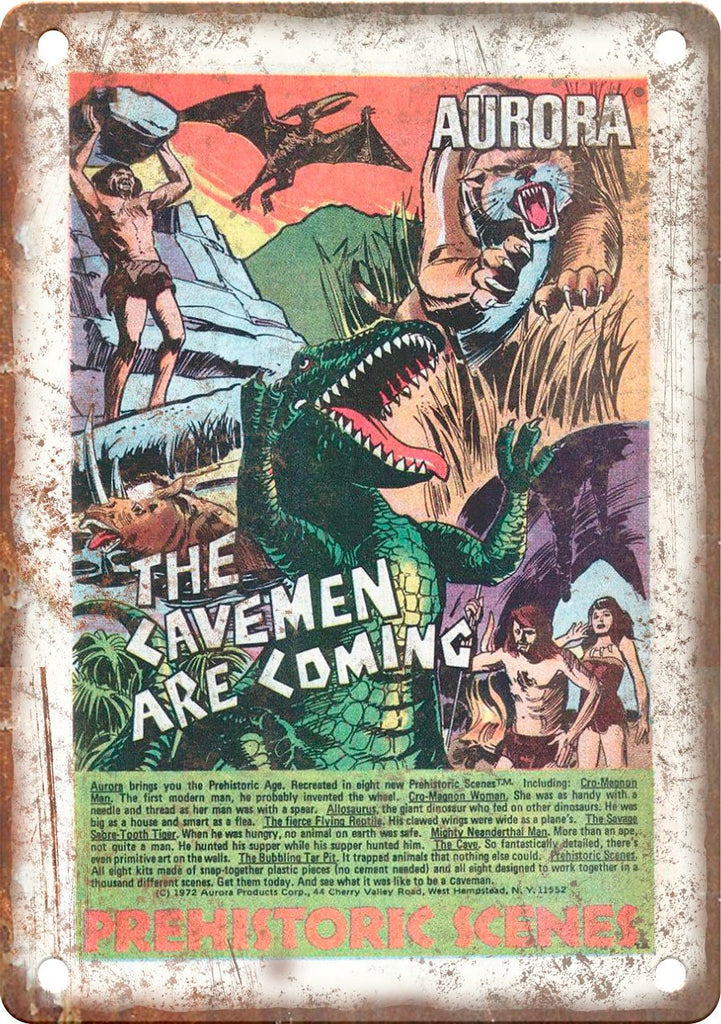Prehistoric Caveman Comic Ad Metal Sign