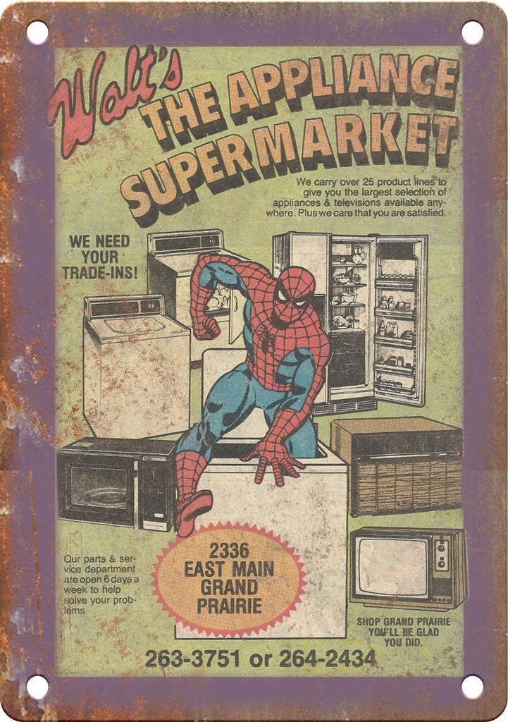 Appliance Supermarket Comic book Ad Metal Sign