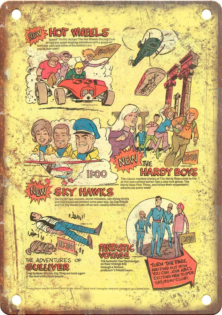 Saturday Cartoon Vintage Comic Book Ad Metal Sign