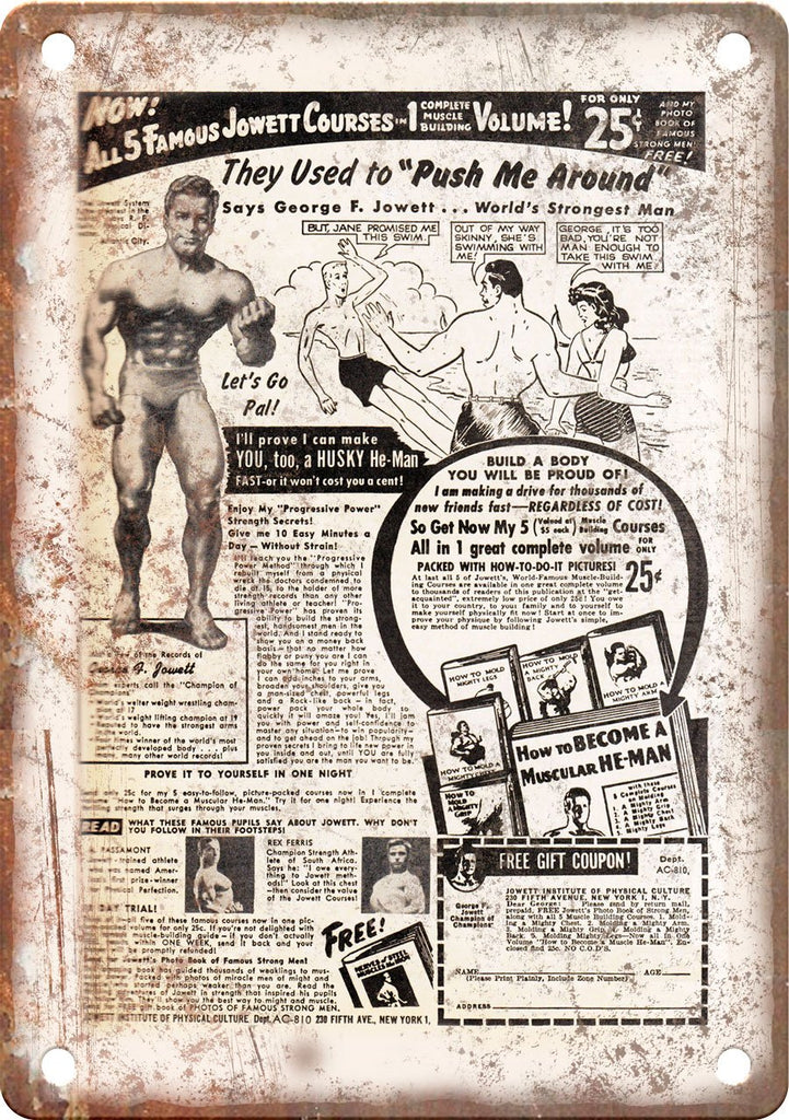 Muscle Man Comic Book Ad Metal Sign