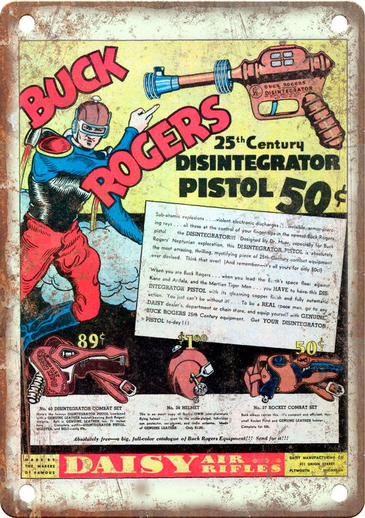 Daisy Air Rifles Vintage Comic Book Ad Metal Sign