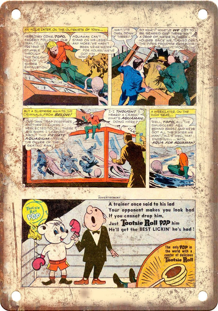 Tootsie Roll Vintage Comic Book Ad Metal Sign