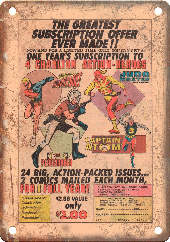 Super Hero Comic Advertisment Metal Sign