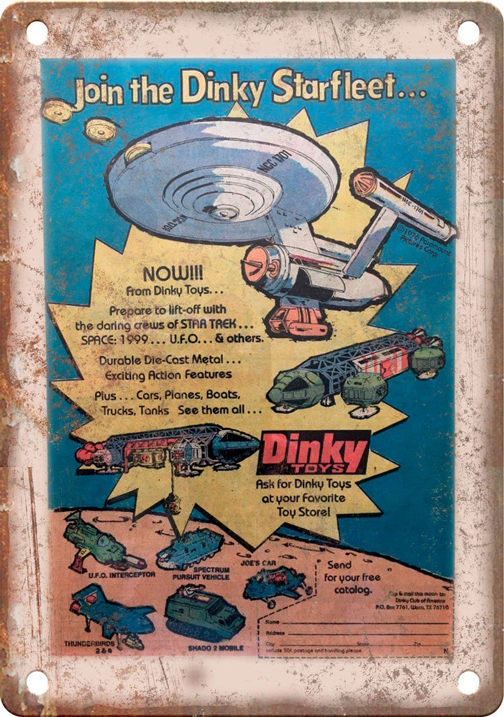 Dinky Toys Vintage Comic Book Ad Metal Sign