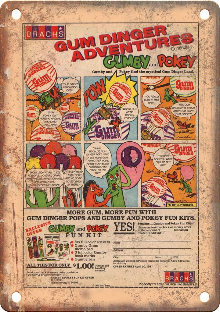Retro Candy Comic Book Ad Metal Sign