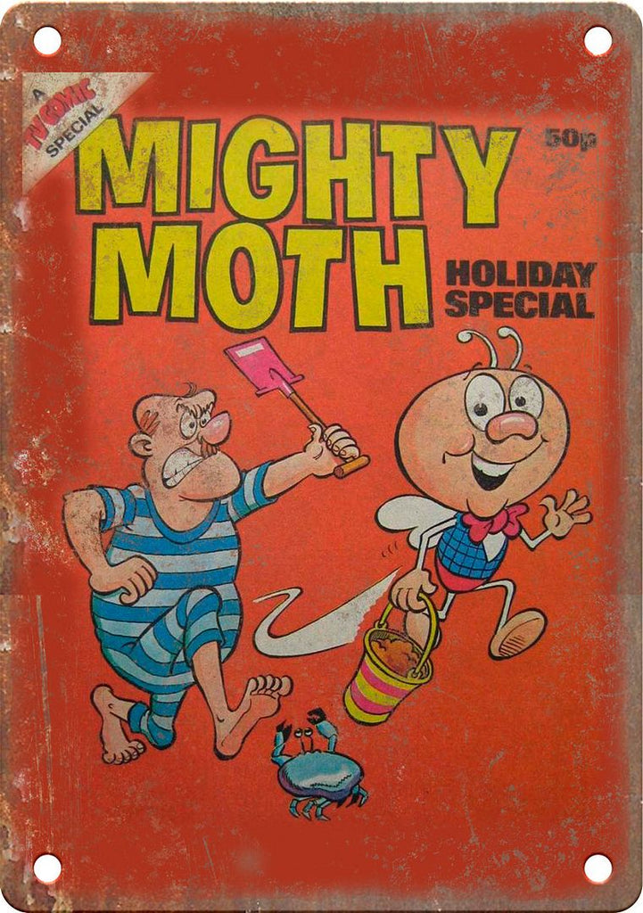Mighty Moth Comic Book Cover Art Metal Sign