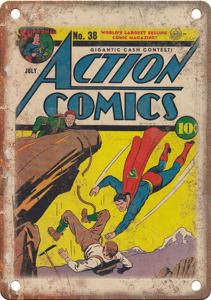 Action Comics No. 38 Comic Book Cover Art Metal Sign