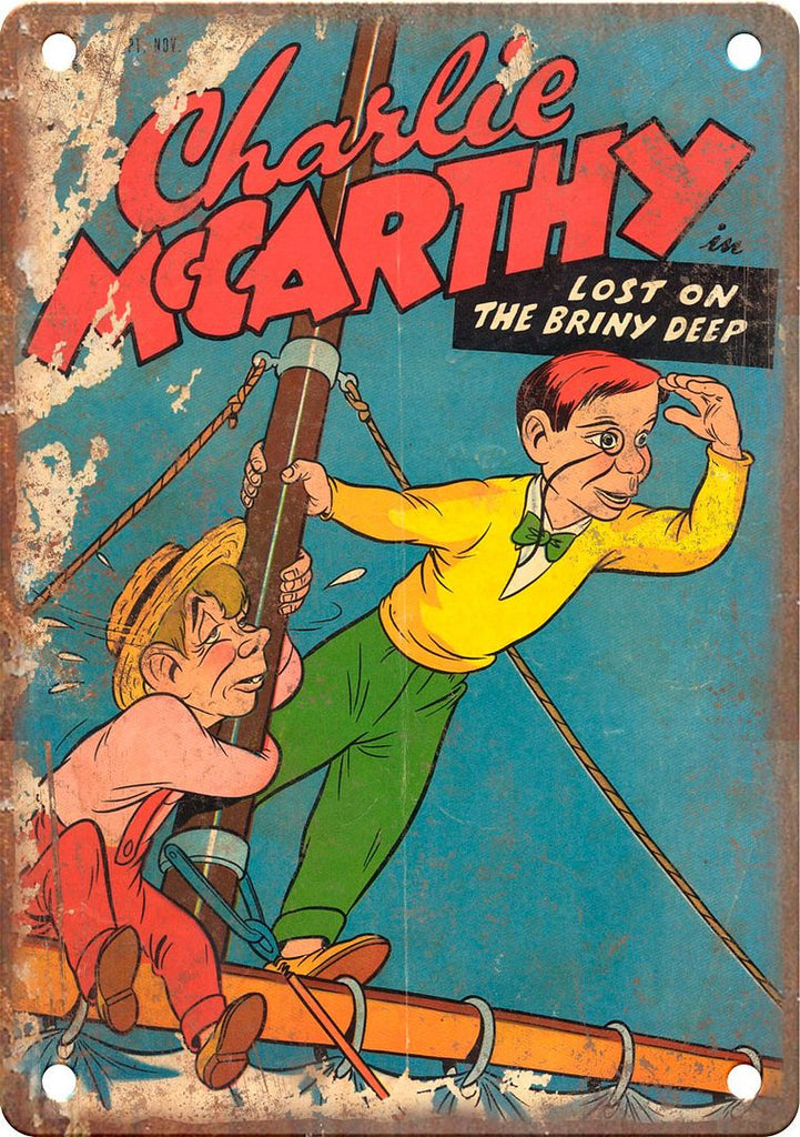Charlie McCarthy Vintage Comic Book Art Metal Sign