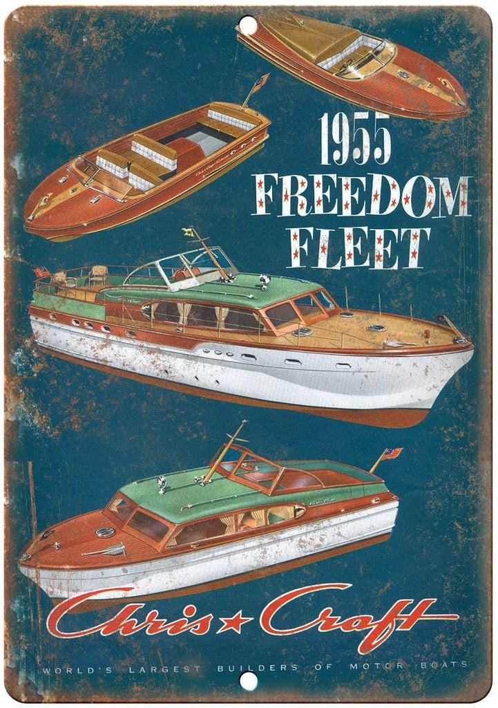 Chris Craft Motor Boat Vintage Ad Metal Sign