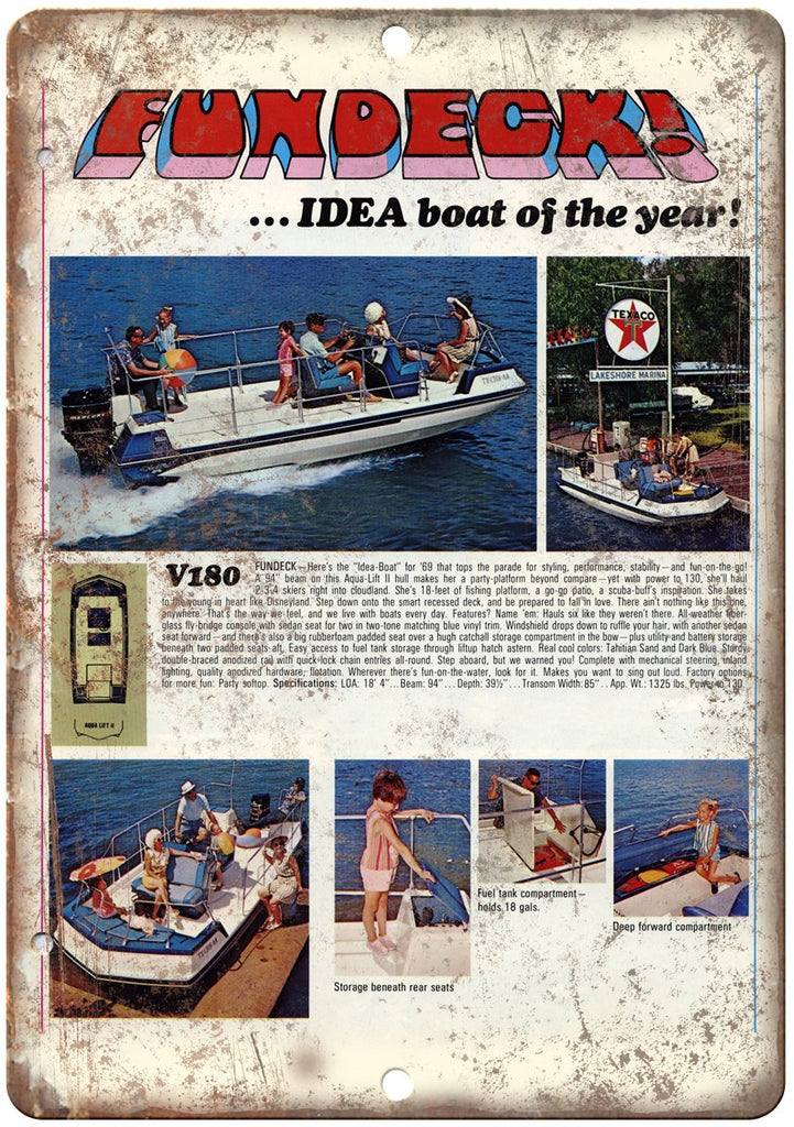 Fundeck Boat Vintage Ad Metal Sign