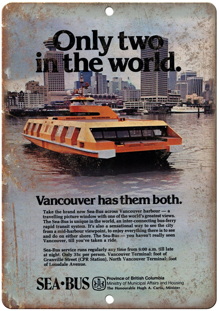 Sea Bus Boating Vintage Ad Metal Sign