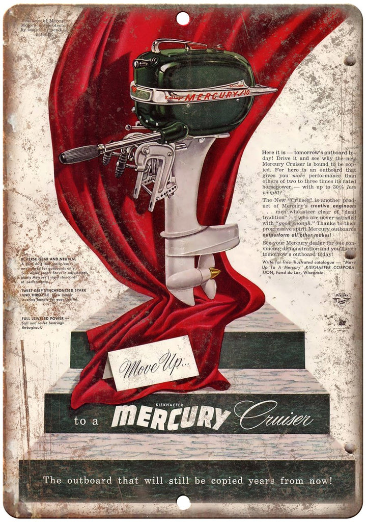 Mercury Cruiser Boating Vintage Ad Metal Sign
