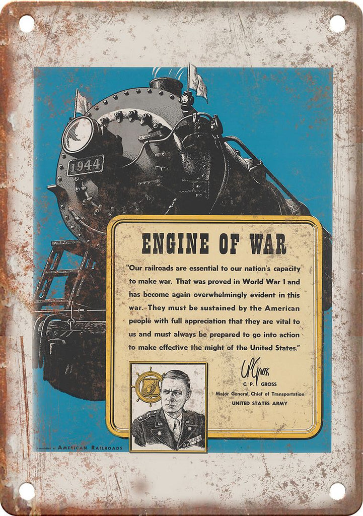 Engine of War WWII Propaganda Poster Reproduction Metal Sign