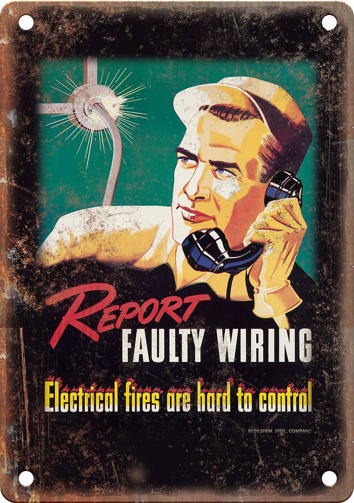 Faulty Wiring WWII Propaganda Poster Reproduction Metal Sign