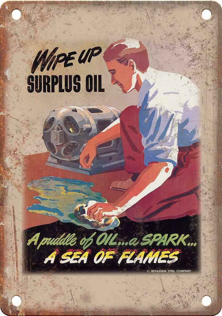 Surplus Oil WWII Propaganda Poster Reproduction Metal Sign