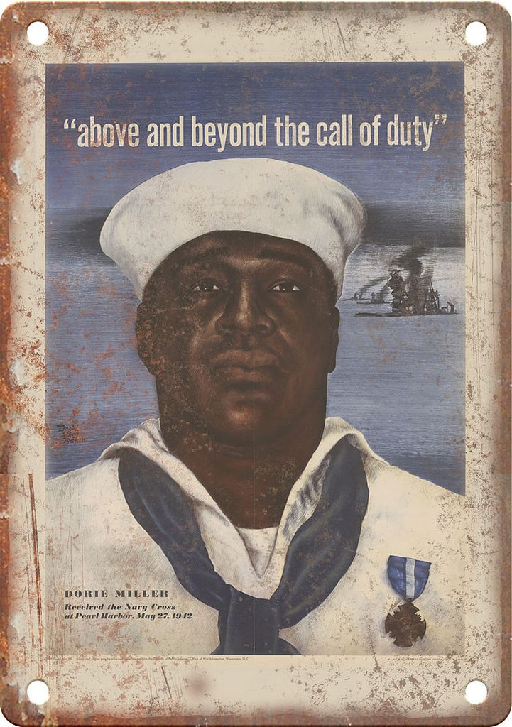 Dorie Miller WWII Propaganda Poster Reproduction Metal Sign