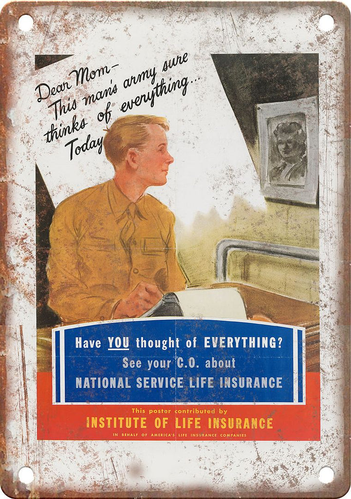 Life Insurance WWII Propaganda Poster Reproduction Metal Sign