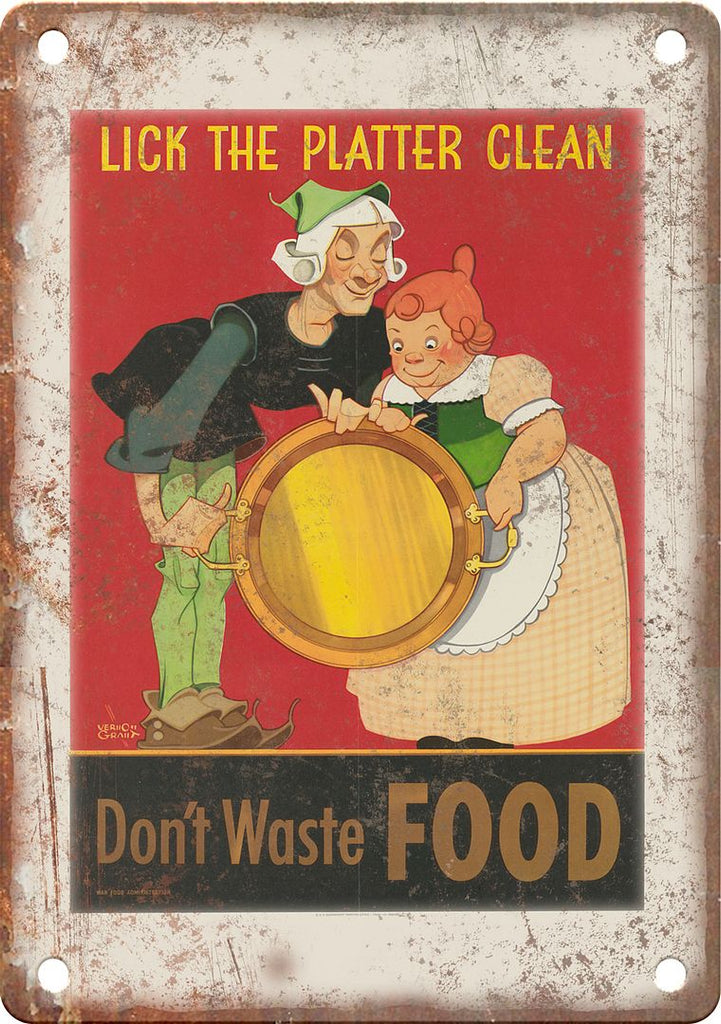 Don't Waste Food WWII Propaganda Poster Reproduction Metal Sign