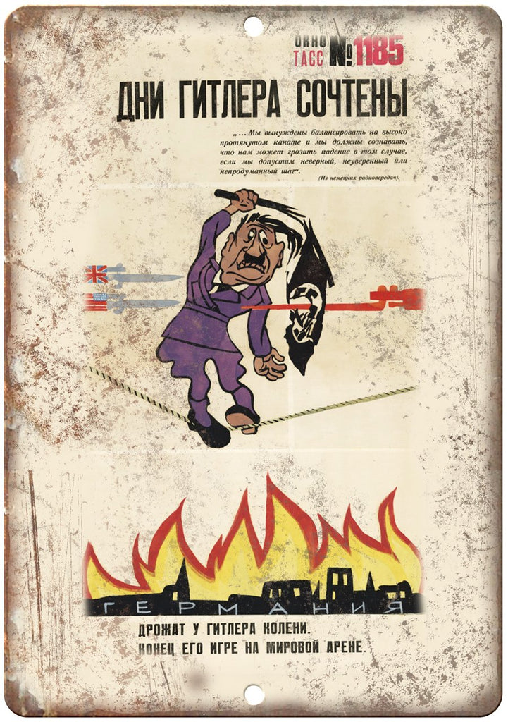 WW2 Anti Hitler Propoganda Poster Metal Sign