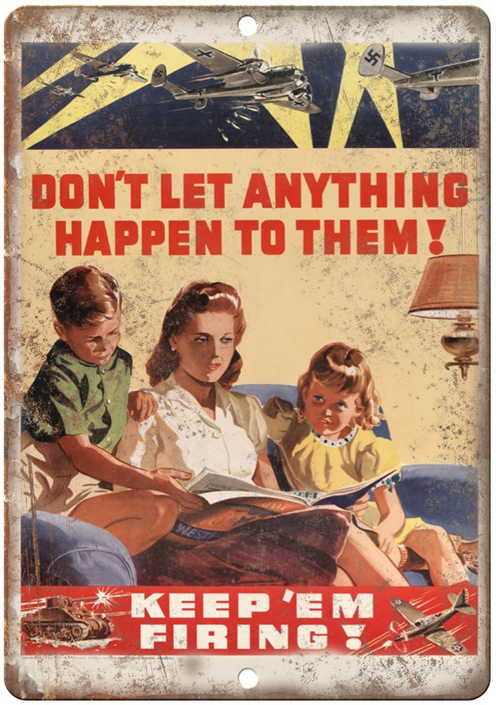 Keep Em Firing WW2 War Committee Poster Metal Sign