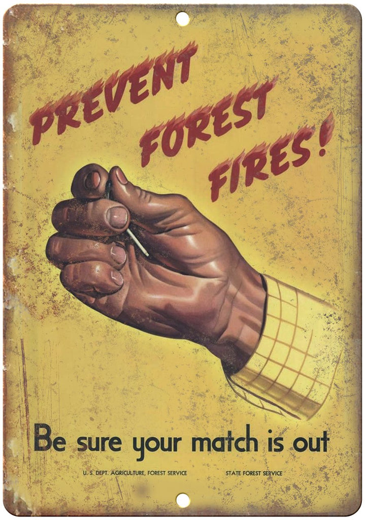 Prevent Forest Fires Us Dept Agriculture Metal Sign