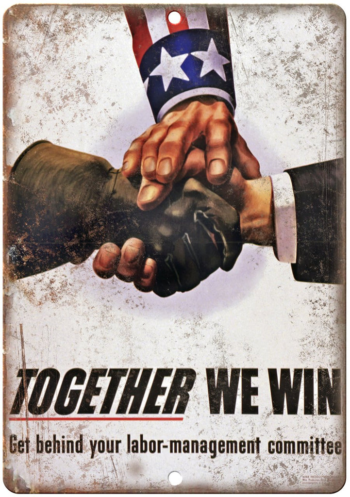 Together We Win Labor Committee Poster Metal Sign