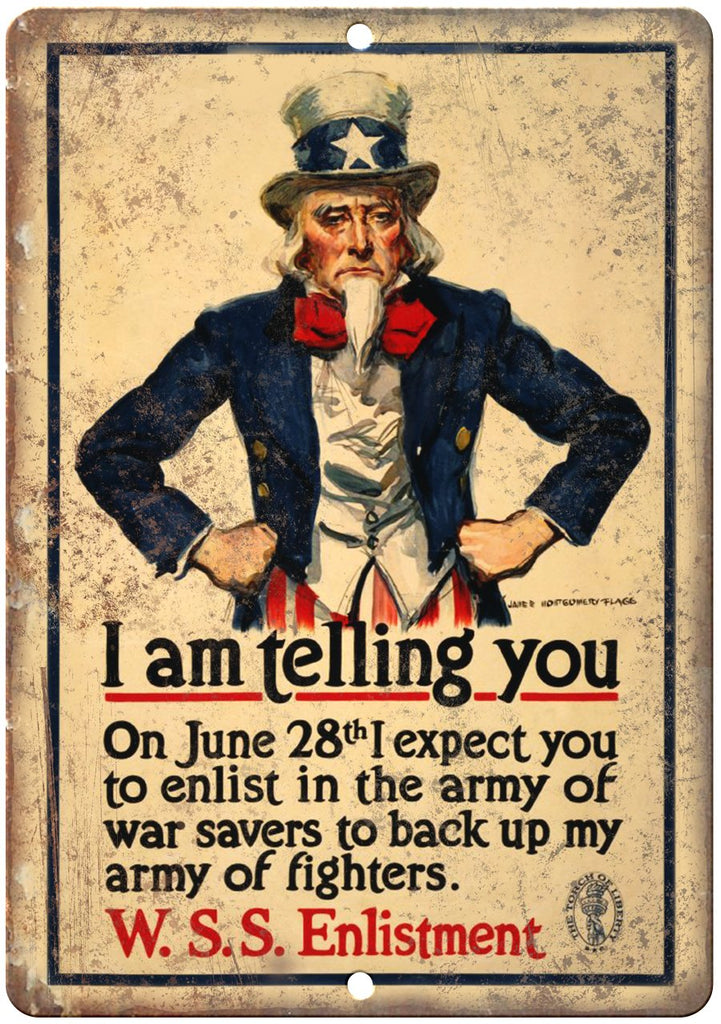 Vintage Army Enlistment War Poster Art Metal Sign