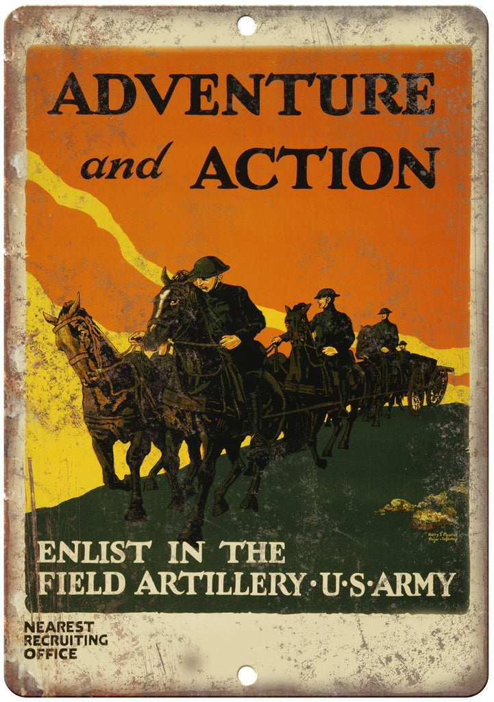 Adventure and Action US Army Wartime Poster Metal Sign