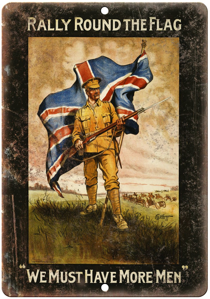 Rally Roud The Flag England Wartime Poster Metal Sign